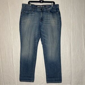 Eddie Bauer Blue Jeans Womens 18  Denim Boyfriend Straight Relaxed Cotton